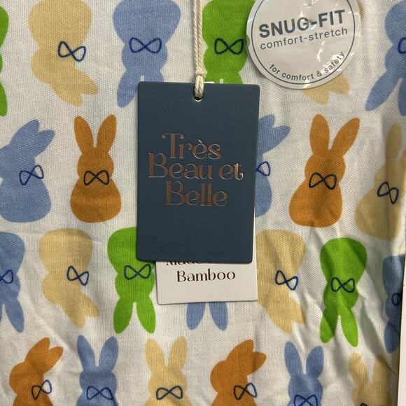Tres Beau et Belle Bamboo Bunny Print 3pc PJ Pajama Set Girl’s Size 4T NEW NWT - Picture 4 of 7